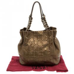 Carolina Herrera Gold Monogram Leather Tote