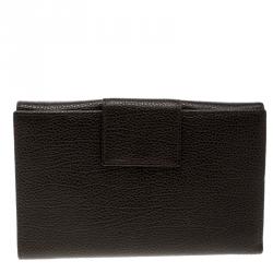 Pre Owned Carolina Herrera Dark Brown Leather Document Wallet