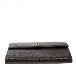 Pre Owned Carolina Herrera Dark Brown Leather Document Wallet