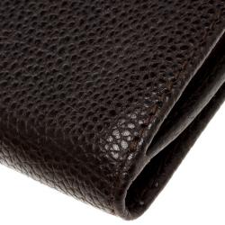 Pre Owned Carolina Herrera Dark Brown Leather Document Wallet