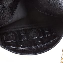 Pre Owned Carolina Herrera Black Leather Chain Flap Shoulder Bag