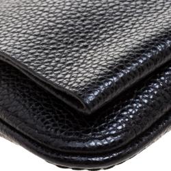 Pre Owned Carolina Herrera Black Leather Chain Flap Shoulder Bag