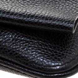 Pre Owned Carolina Herrera Black Leather Chain Flap Shoulder Bag