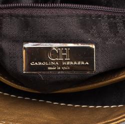 Pre Owned Carolina Herrera Gold Quilted Leather Shoulder Bag