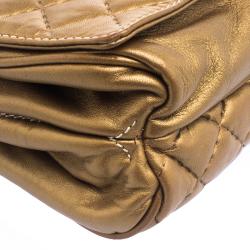 Pre Owned Carolina Herrera Gold Quilted Leather Shoulder Bag