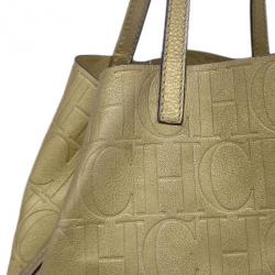 Pre Owned Carolina Herrera Gold Monogram Leather Matryoshka Tote