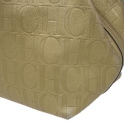 Pre Owned Carolina Herrera Gold Monogram Leather Matryoshka Tote