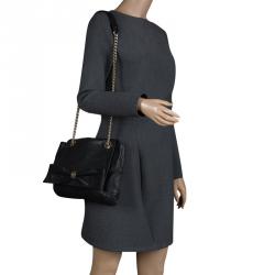 Pre Owned Carolina Herrera Black Leather Audrey Shoulder Bag