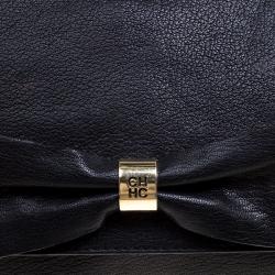 Pre Owned Carolina Herrera Black Leather Audrey Shoulder Bag