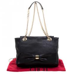 Pre Owned Carolina Herrera Black Leather Audrey Shoulder Bag