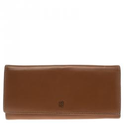 Pre Owned Carolina Herrera Brown Leather Continental Wallet