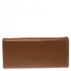 Pre Owned Carolina Herrera Brown Leather Continental Wallet