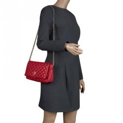Pre Owned Carolina Herrera Red Quilted Leather Shoulder Bag