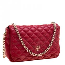 Pre Owned Carolina Herrera Red Quilted Leather Shoulder Bag