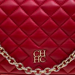 Pre Owned Carolina Herrera Red Quilted Leather Shoulder Bag