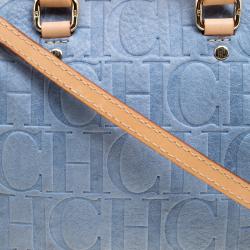 Pre Owned حقيبة كارولينا هيريرا ميني أندي بوسطن جلد أزرق فاتح