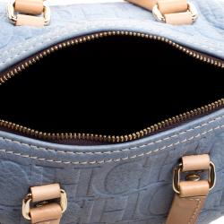 Pre Owned حقيبة كارولينا هيريرا ميني أندي بوسطن جلد أزرق فاتح