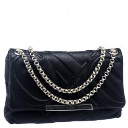 Pre Owned Carolina Herrera Black Quilted Leather Flap Chain Shoulder Bag