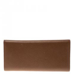 Pre Owned Carolina Herrera Brown Leather Continental Wallet