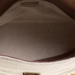 Pre Owned Carolina Herrera Beige Canvas Shoulder Bag