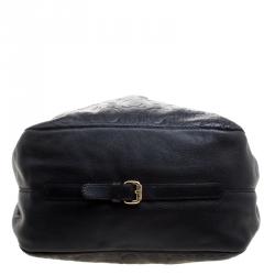 Pre Owned Carolina Herrera Black Monogram Leather Balmoral Hobo