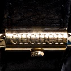 Pre Owned Carolina Herrera Black Monogram Leather Balmoral Hobo