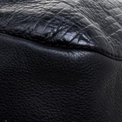 Pre Owned Carolina Herrera Black Monogram Leather Balmoral Hobo