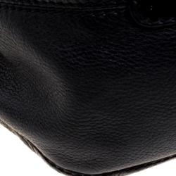 Pre Owned Carolina Herrera Black Monogram Leather Balmoral Hobo