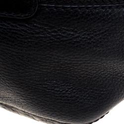 Pre Owned Carolina Herrera Black Monogram Leather Balmoral Hobo