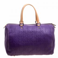 Pre Owned حقيبة كارولينا هيريرا أندي بوسطن جلد مونوغرامي وردية فاتحة