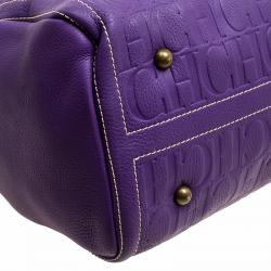 Pre Owned حقيبة كارولينا هيريرا أندي بوسطن جلد مونوغرامي وردية فاتحة