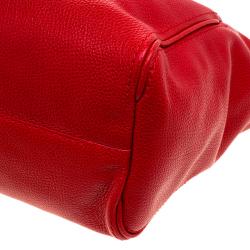 Carolina Herrera Red Monogram Leather Shopper Tote