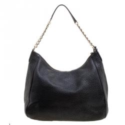 Pre Owned Carolina Herrera Black Pebbled Leather Hobo
