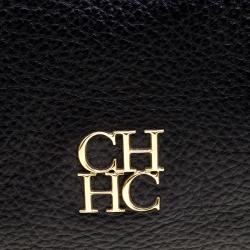 Pre Owned Carolina Herrera Black Pebbled Leather Hobo