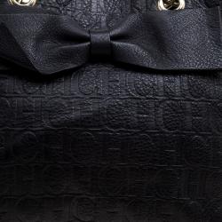 Pre Owned حقيبة كارولينا هيريرا أودري جلد أسود مونوغرامي