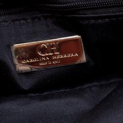 Pre Owned حقيبة كارولينا هيريرا أودري جلد أسود مونوغرامي