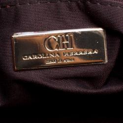Carolina Herrera Red Embossed Leather Tassel Satchel