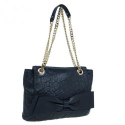 Pre Owned Carolina Herrera Black Leather Audrey Shoulder Bag