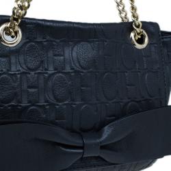 Pre Owned Carolina Herrera Black Leather Audrey Shoulder Bag