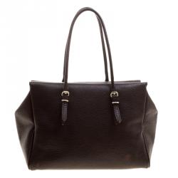 Pre Owned Carolina Herrera Dark Brown Leather Tempo Collection Adagio Tote