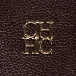 Pre Owned Carolina Herrera Dark Brown Leather Tempo Collection Adagio Tote
