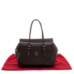 Pre Owned Carolina Herrera Dark Brown Leather Tempo Collection Adagio Tote