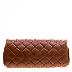 Pre Owned  Carolina Herrera Brown Quilted Leather Clutch