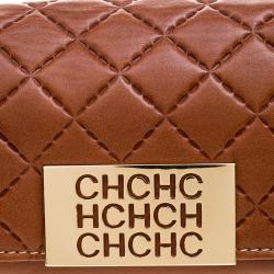 Pre Owned  Carolina Herrera Brown Quilted Leather Clutch