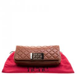 Pre Owned  Carolina Herrera Brown Quilted Leather Clutch