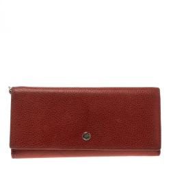 Pre Owned Carolina Herrera Red Leather Continental Wallet
