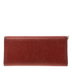 Pre Owned Carolina Herrera Red Leather Continental Wallet
