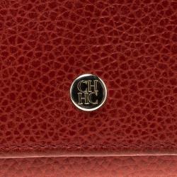 Pre Owned Carolina Herrera Red Leather Continental Wallet