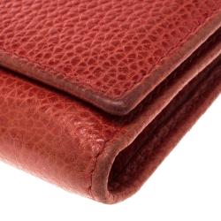 Pre Owned Carolina Herrera Red Leather Continental Wallet