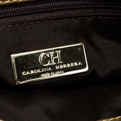 Pre Owned Carolina Herrera Gold Monogram Leather Audrey Shoulder bag